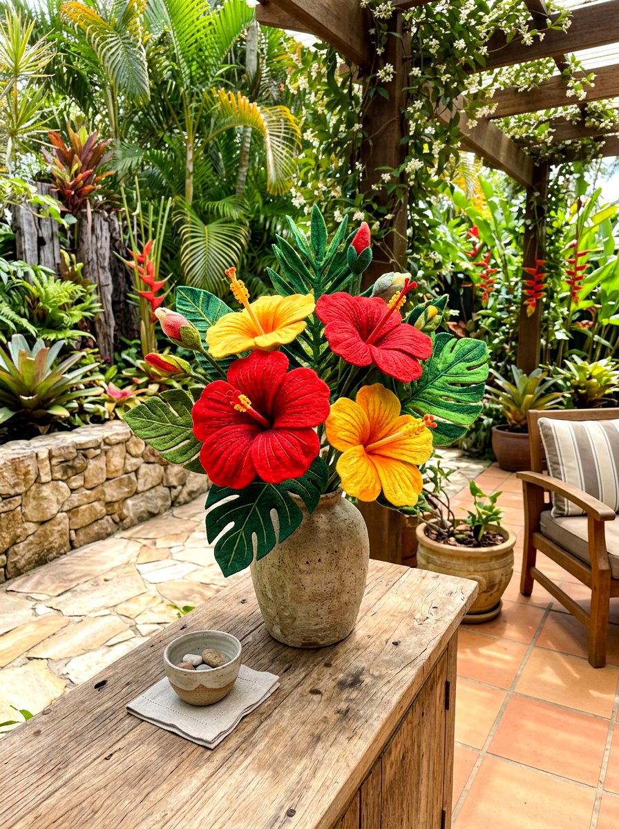 Felt Hibiscus Styling - 25 Spring Felt Flower Ideas