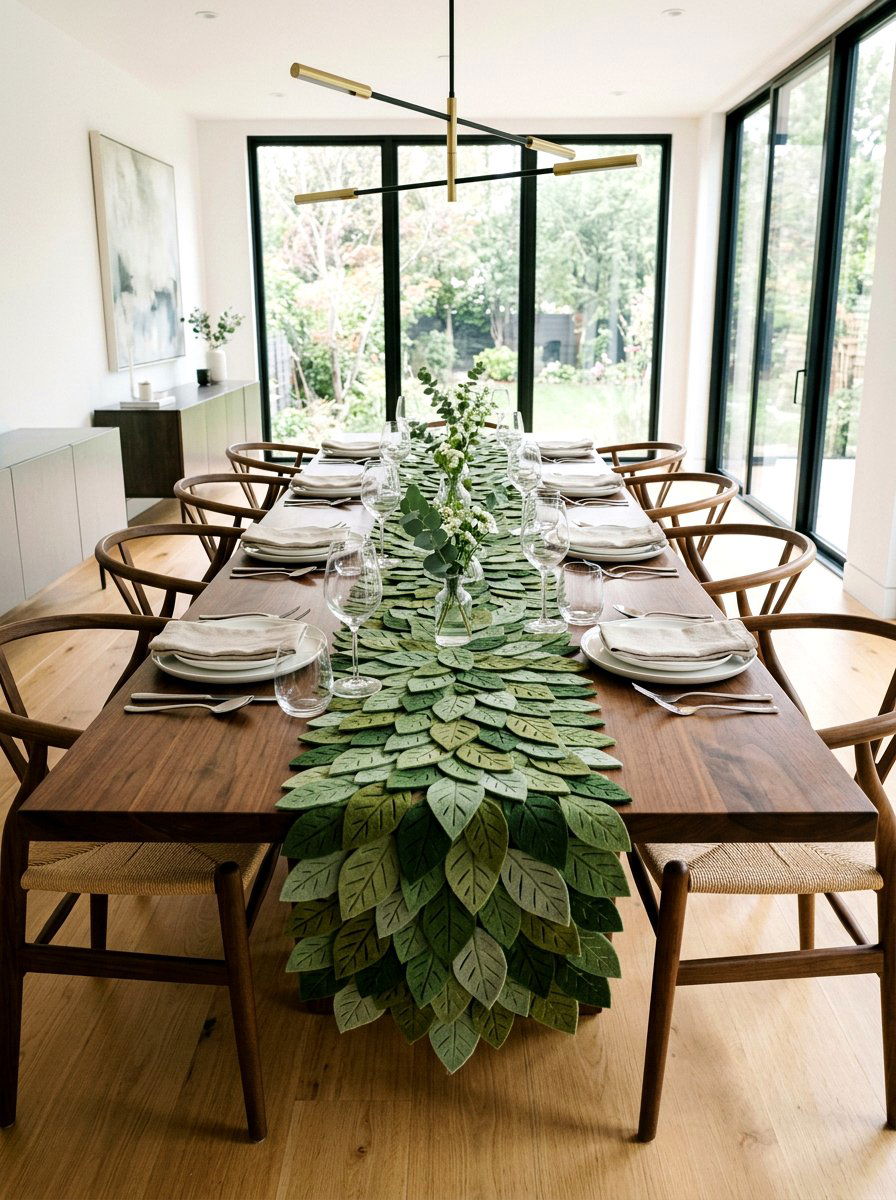 Felt Leaf Table Runner - 25 Spring Felt Decor Ideas