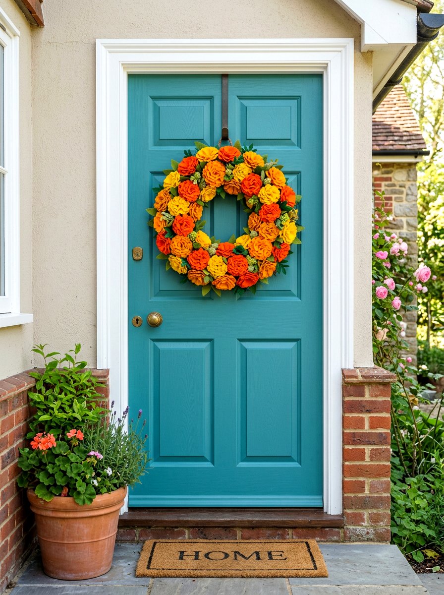 Felt Marigold Wreath - 25 Spring Felt Flower Ideas