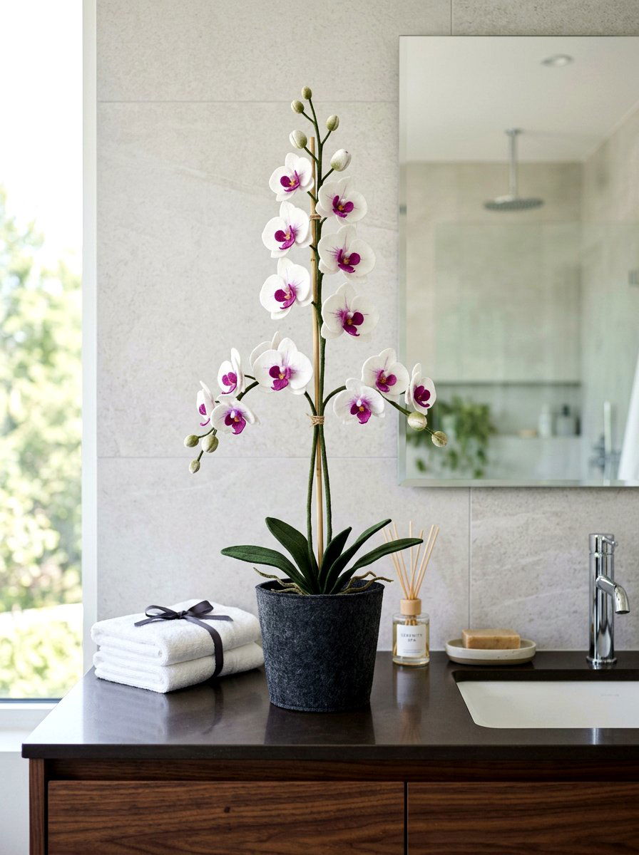 Felt Orchid Pot - 25 Spring Felt Flower Ideas