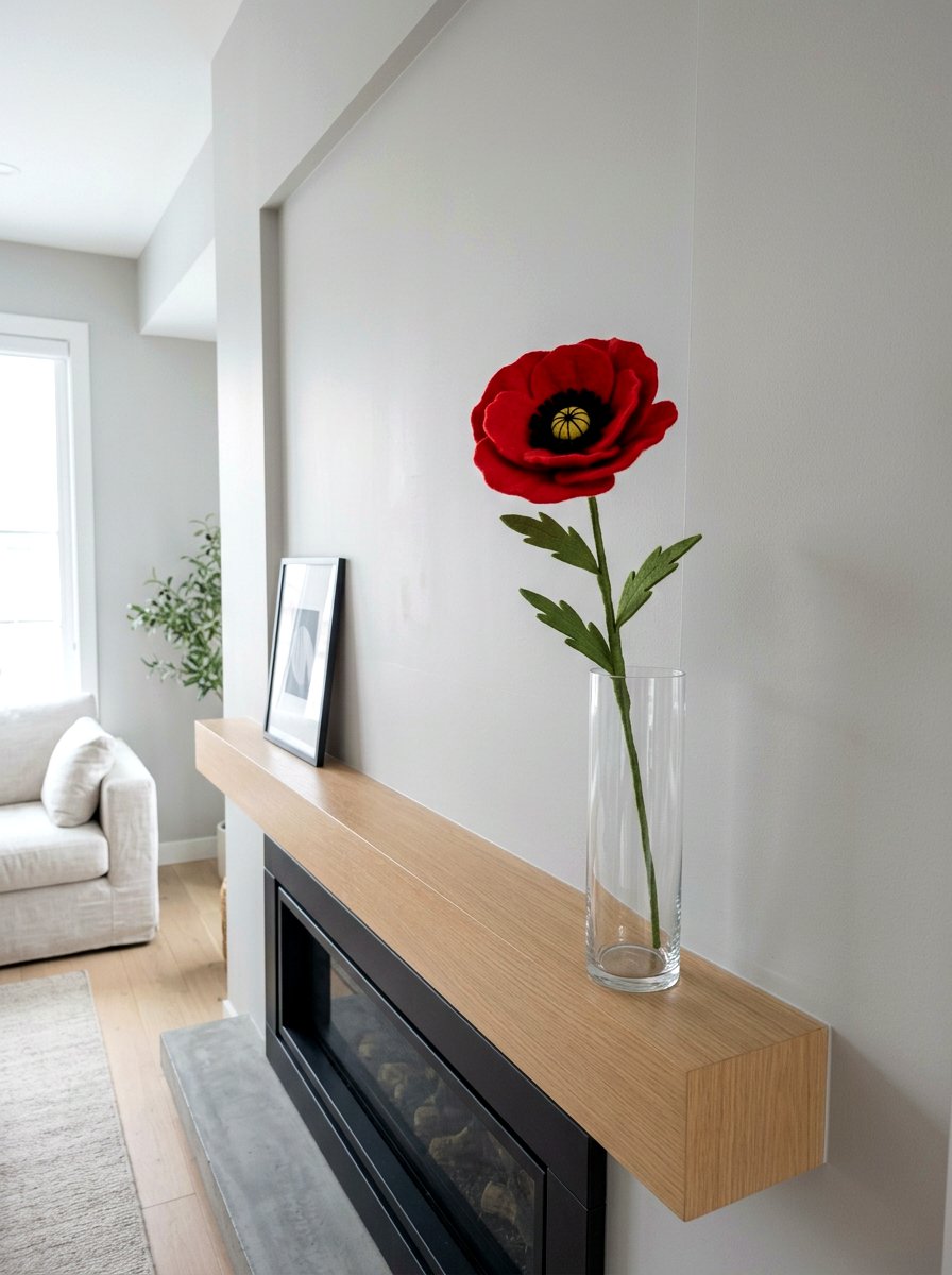 Felt Poppy Stem - 25 Spring Felt Flower Ideas