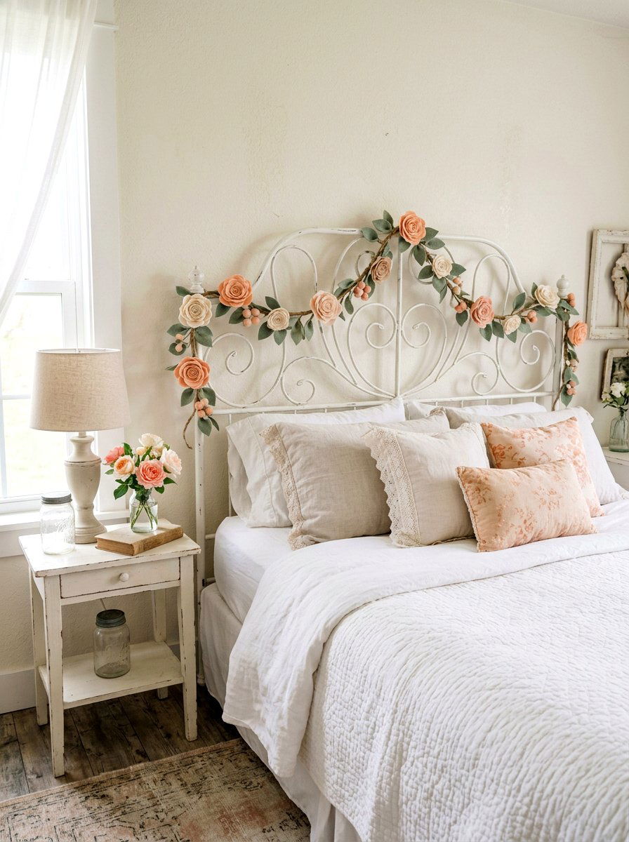 Felt Rose Garland - 25 Spring Felt Flower Ideas