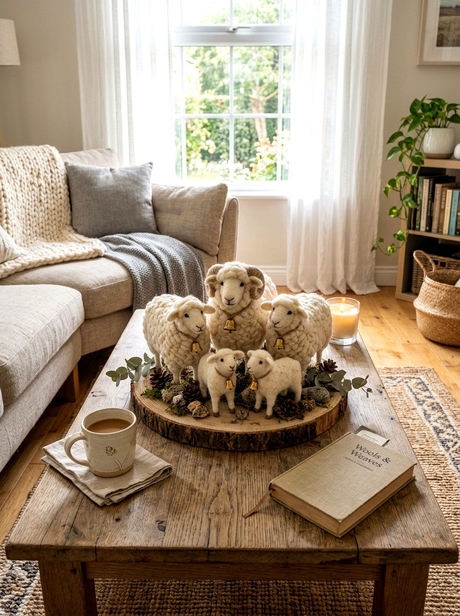 Felt Sheep Centerpiece - 25 Spring Felt Decor Ideas