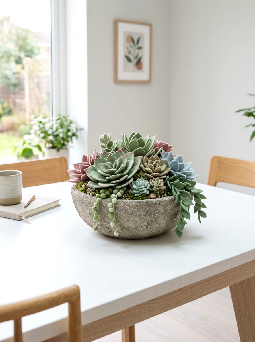 Felt Succulent Planter - 25 Spring Felt Flower Ideas