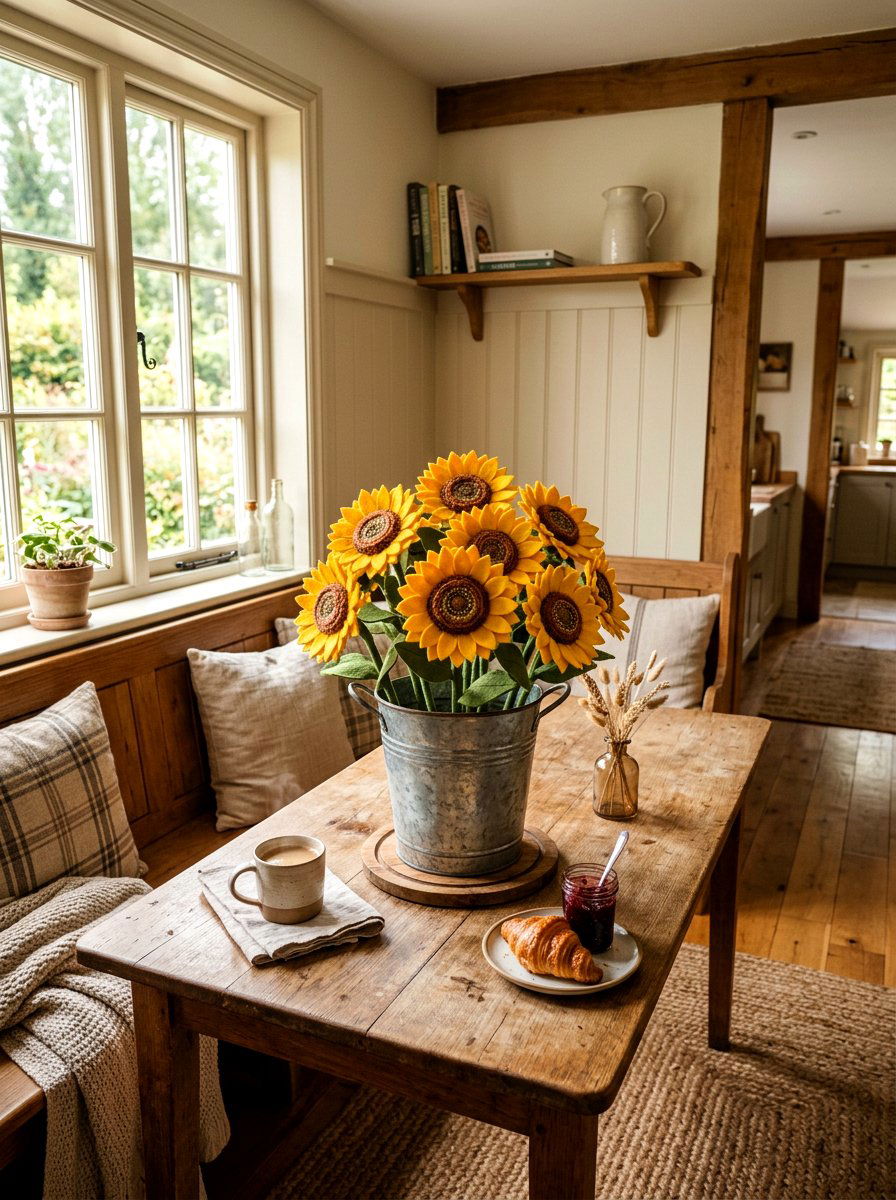 Felt Sunflower Display - 25 Spring Felt Flower Ideas