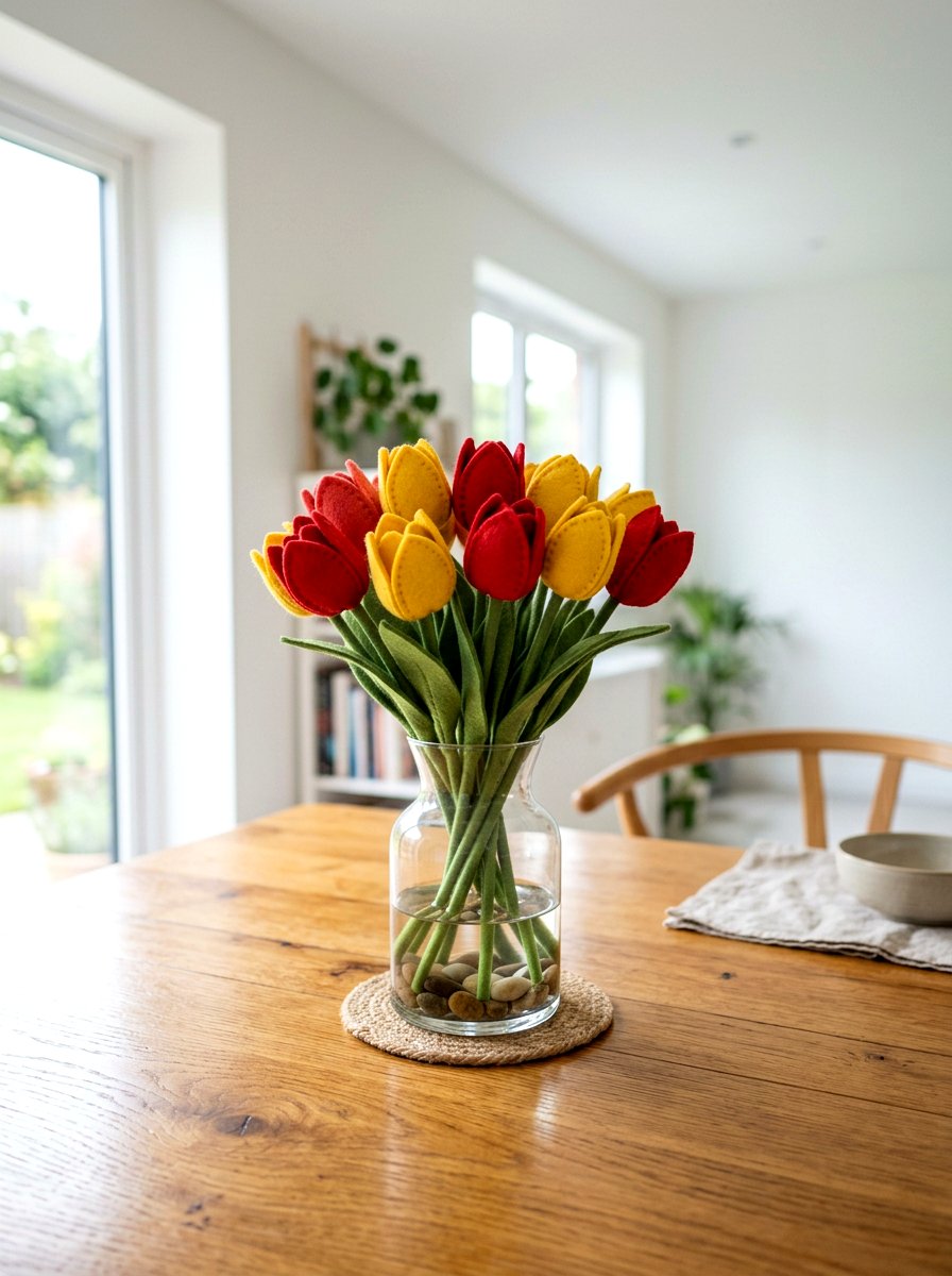 Felt Tulip Bouquet - 25 Spring Felt Decor Ideas