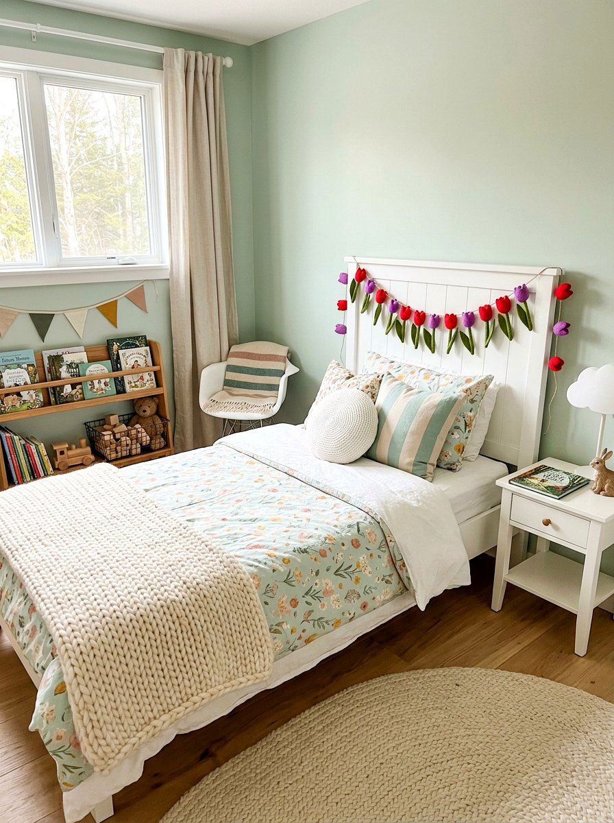 Felt Tulip Garland - 25 Spring Garland Craft Ideas