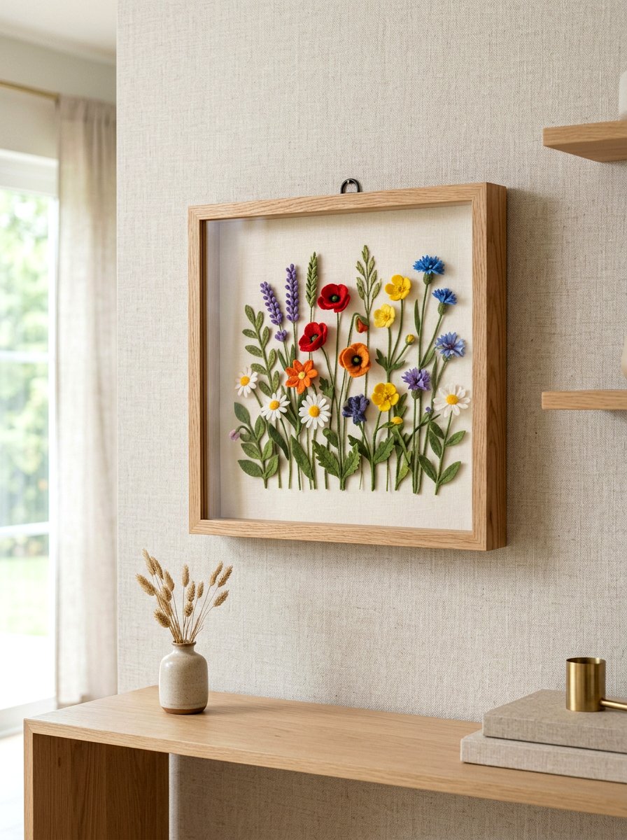 Felt Wildflower Shadow Box - 25 Spring Felt Flower Ideas