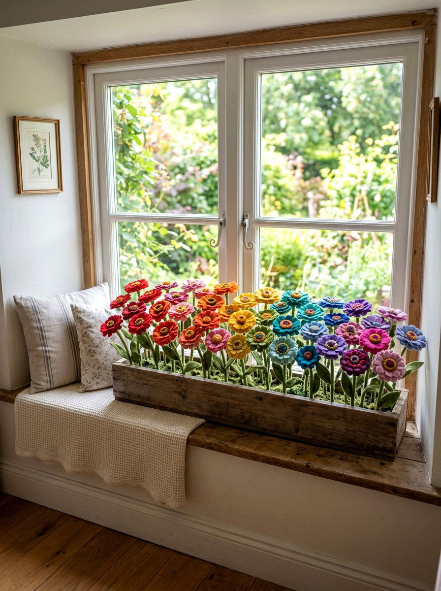 Felt Zinnia Patch - 25 Spring Felt Flower Ideas