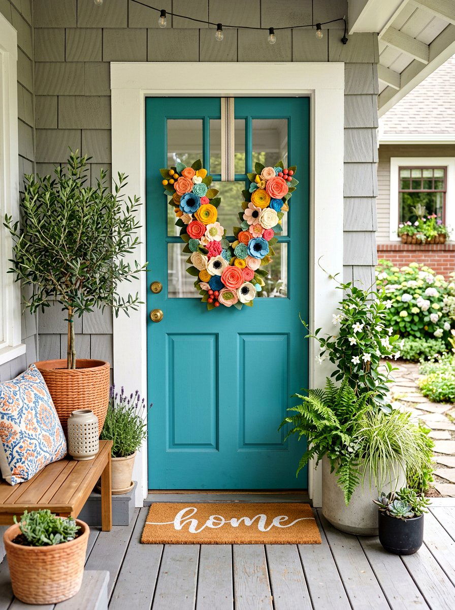 Felt flower letter wreath - 25 Spring Letter Wreath Ideas