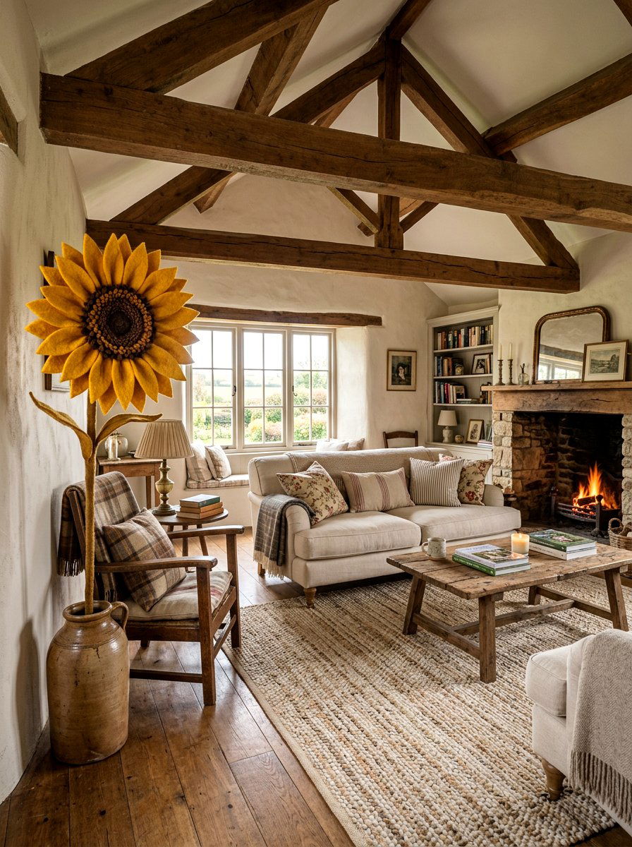 Felt sunflower decor - 25 Spring DIY Felt Flower Ideas