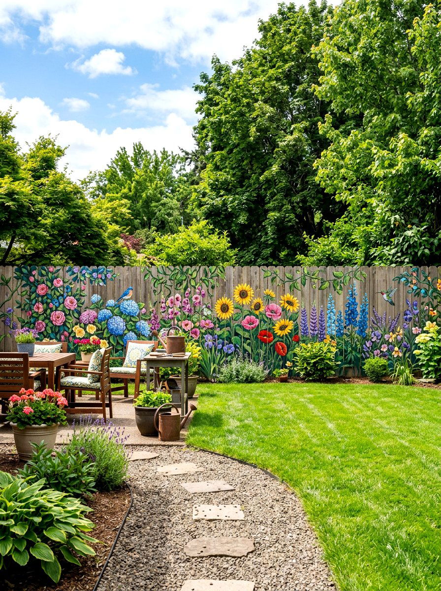 Fence Mural - 25 Spring Fence Decor Ideas