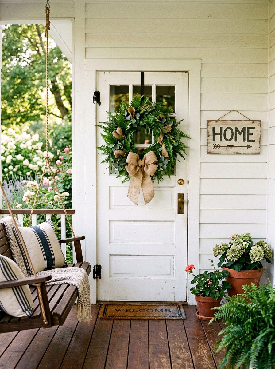 Fern And Burlap Wreath - 25 Spring Fern Wreath Ideas