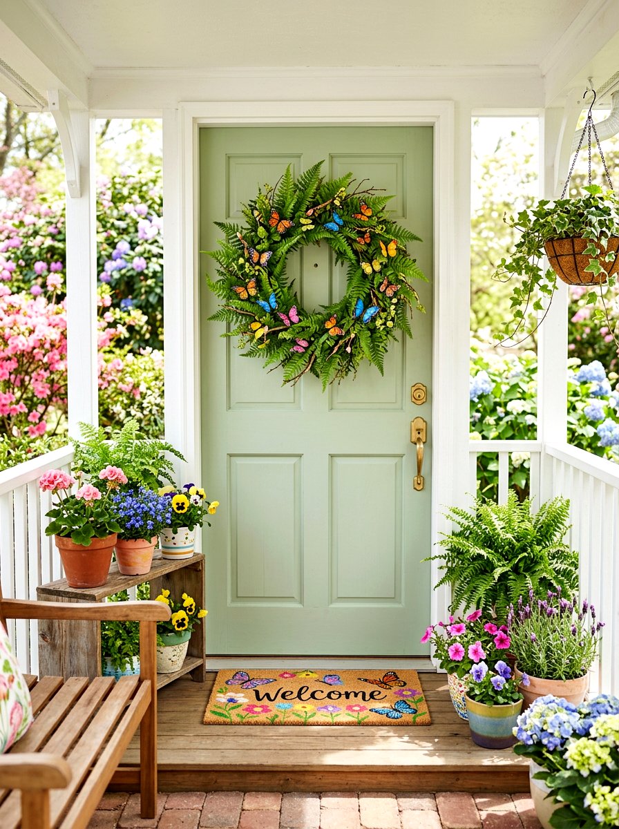 Fern And Butterfly Wreath - 25 Spring Fern Wreath Ideas
