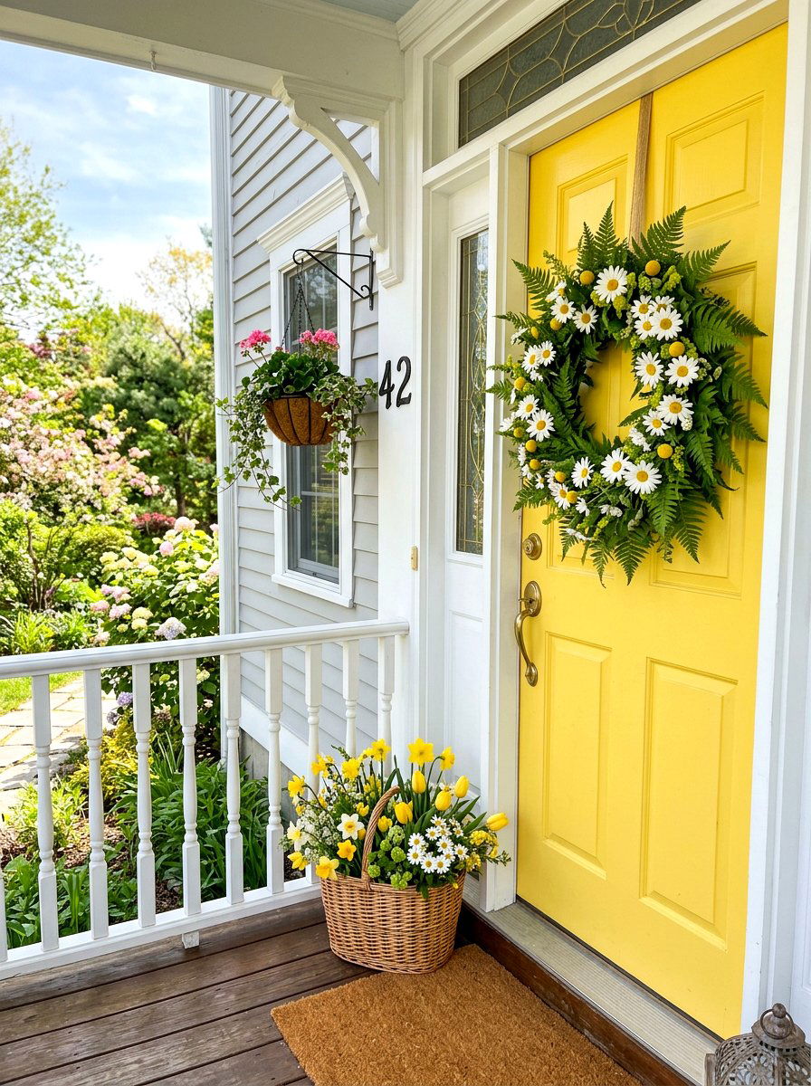 Fern And Daisy Wreath - 25 Spring Fern Wreath Ideas