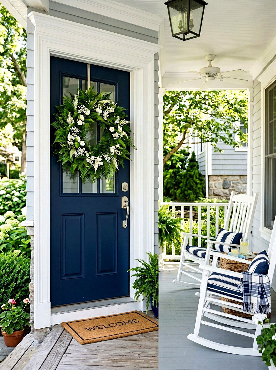 Fern And White Flower Wreath - 25 Spring Fern Wreath Ideas