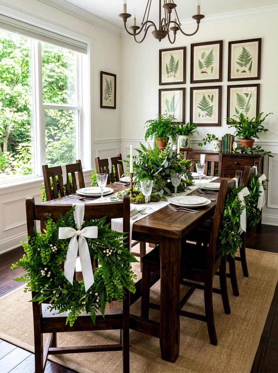 Fern Chair Wreath - 25 Spring Chair Back Wreath Ideas