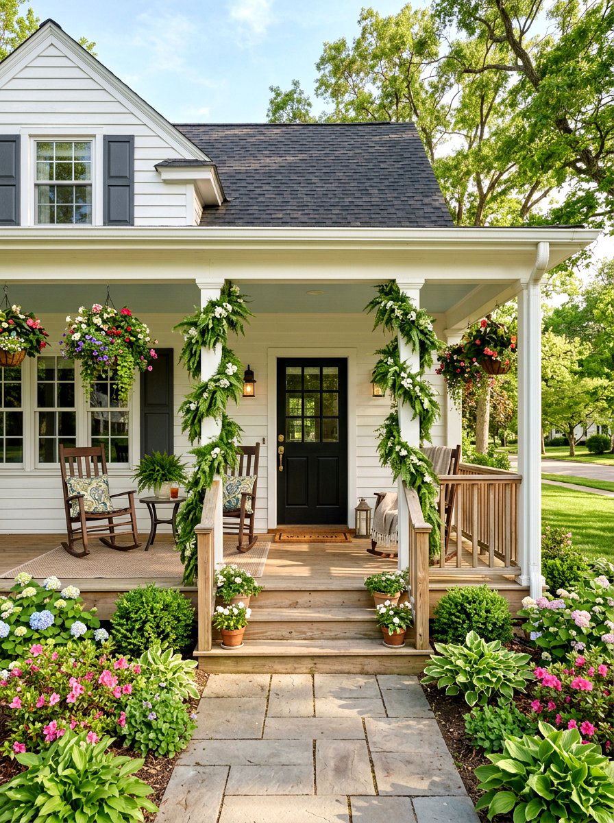 Fern Garland For Front Porch - 25 Spring Greenery Garland Ideas