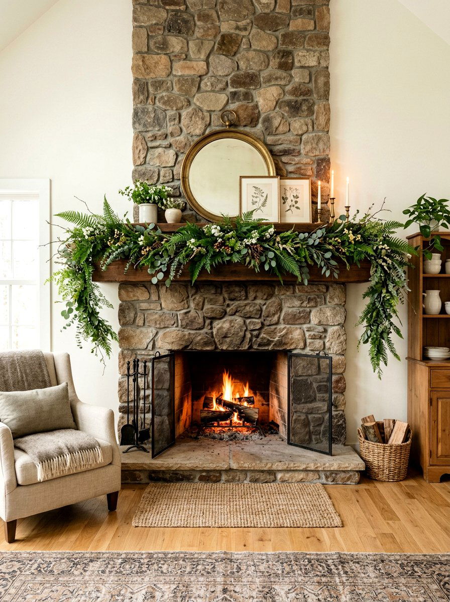 Fern Garland Mantel Decor - 25 Spring Fern Decor Ideas