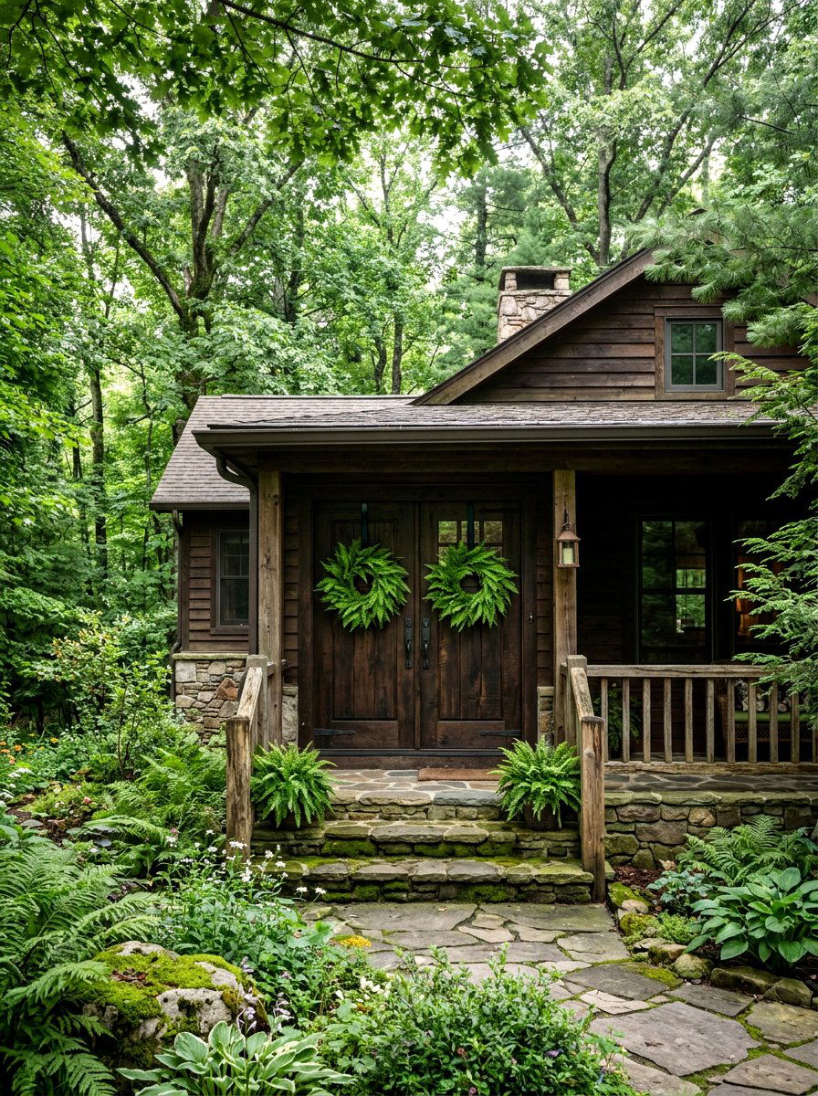 Fern Greenery Wreath - 25 Spring Double Door Wreath Ideas