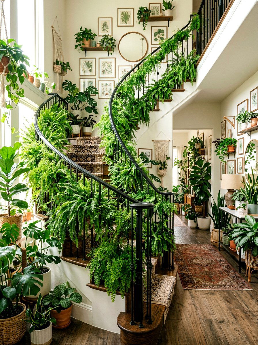 Fern Leaf Banister - 25 Spring Banister Garland Ideas