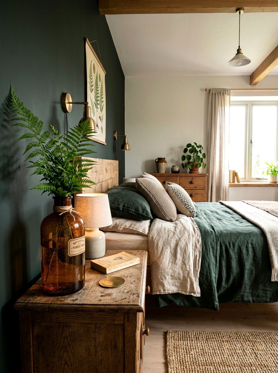 Fern Leaves In Amber Bottle - 25 Spring Bedroom Vase Ideas