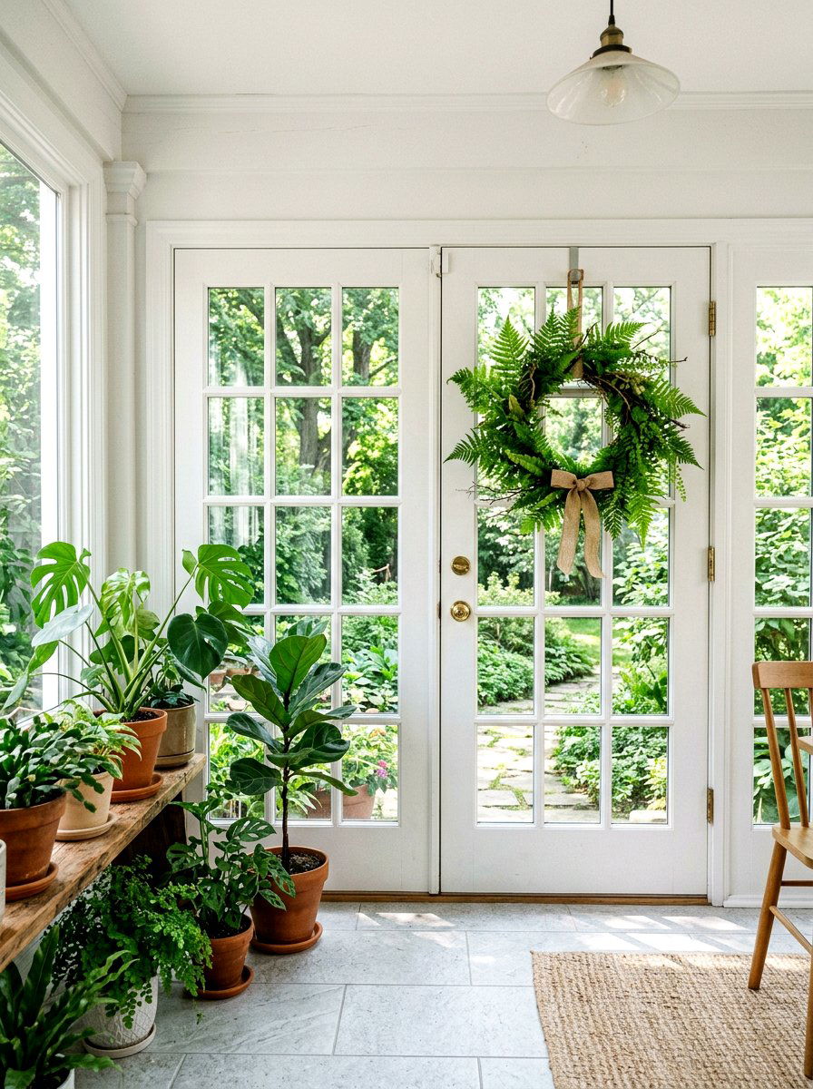 Fern Wreath - 25 Spring French Door Decor Ideas