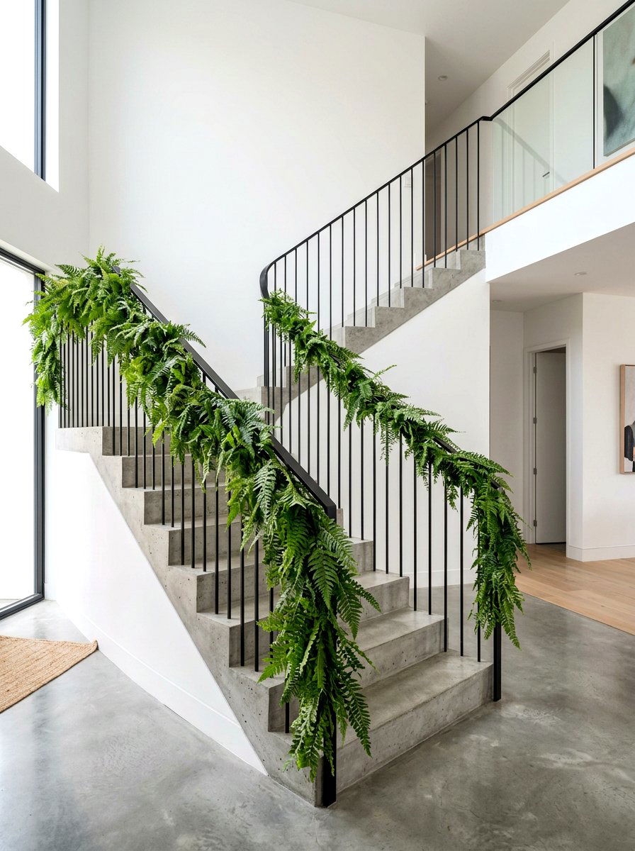 Fern garland - 25 Spring Staircase Garland Ideas