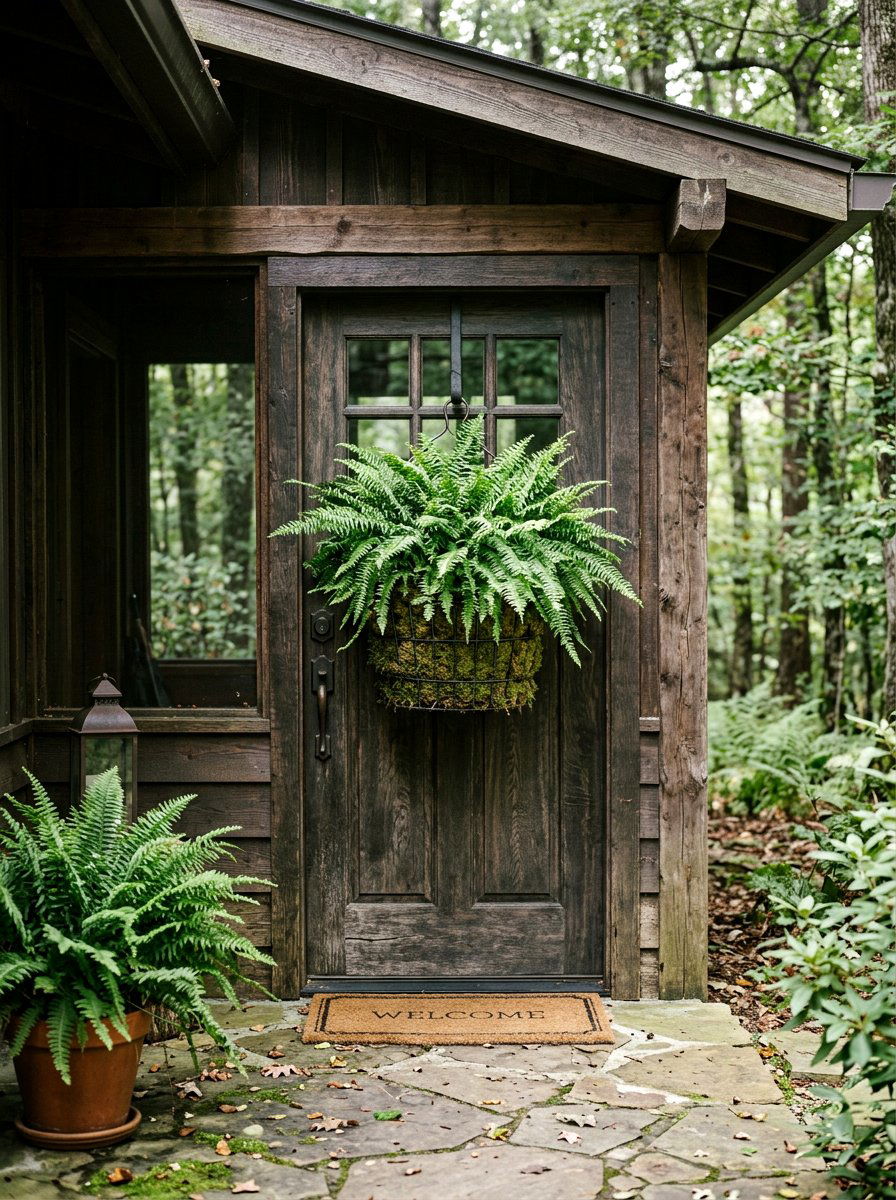 Fern hanging door basket - 25 Spring Hanging Basket Door Ideas