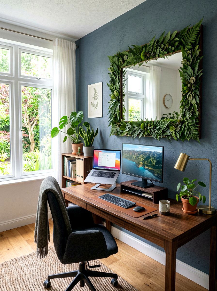 Fern mirror frame - 25 Spring Mirror Decor Ideas