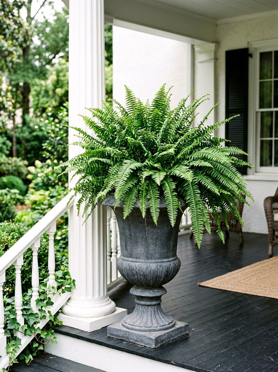 Fern porch urn - 25 Spring Planter Ideas for Front Porch