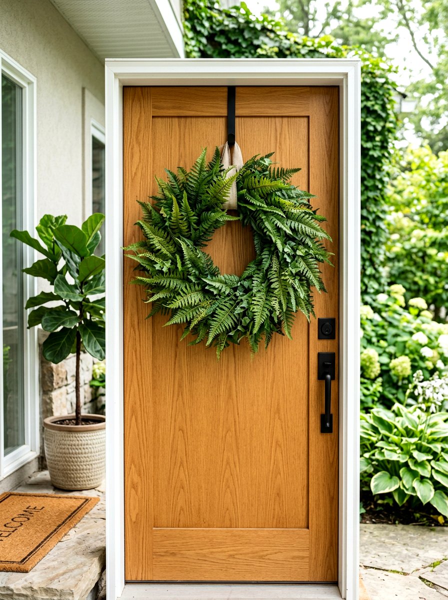 Fern wreath - 25 Spring Wreath Craft Ideas