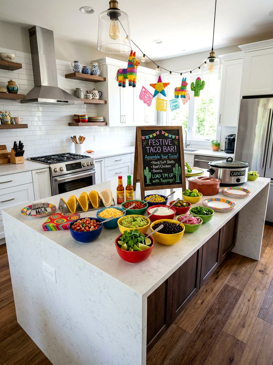 Festive Taco Bar Setup - 25 Spring Cinco de Mayo Decor Ideas