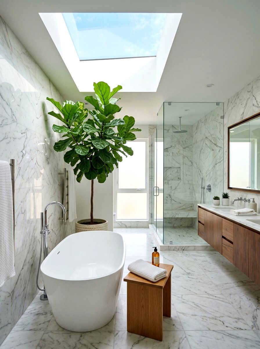 Fiddle Leaf Fig In Bathroom With Skylight - 25 Spring Fiddle Leaf Fig Styling Ideas