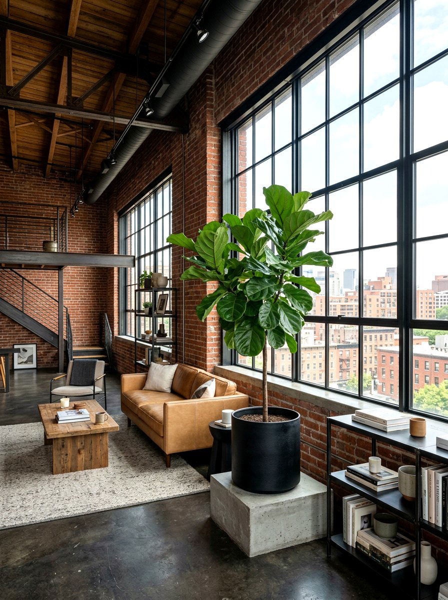 Fiddle Leaf Fig In Black Metal Planter - 25 Spring Fiddle Leaf Fig Styling Ideas