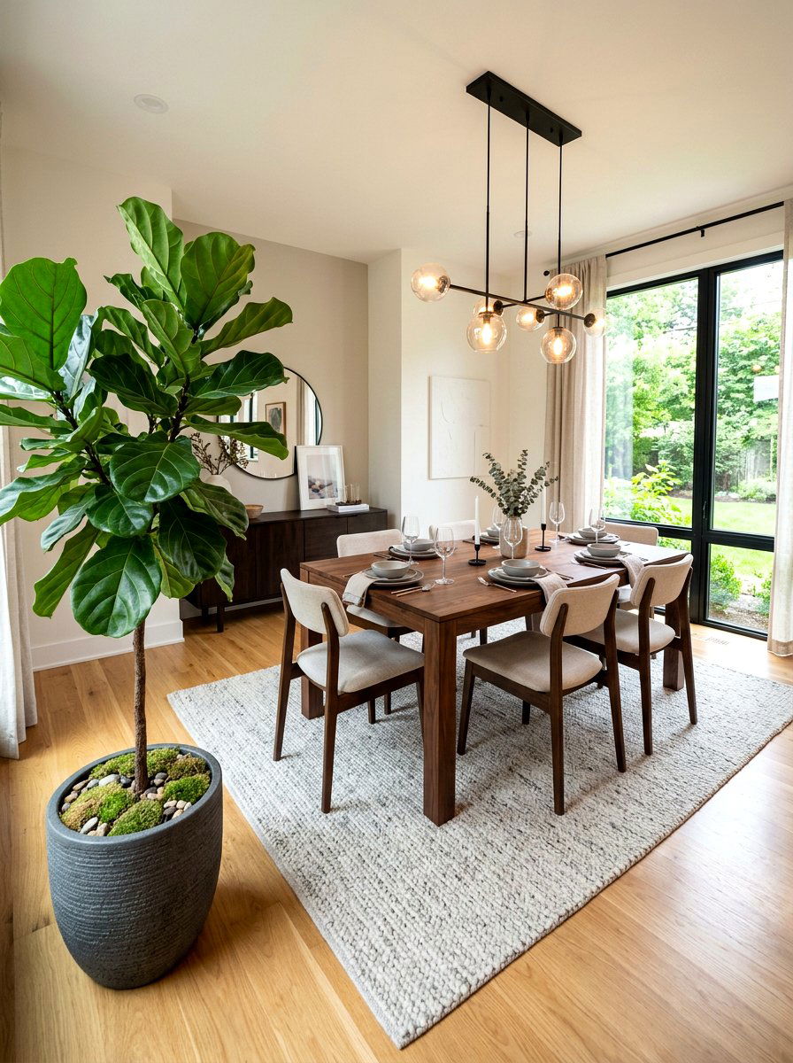 Fiddle Leaf Fig In Dining Room Corner - 25 Spring Fiddle Leaf Fig Styling Ideas