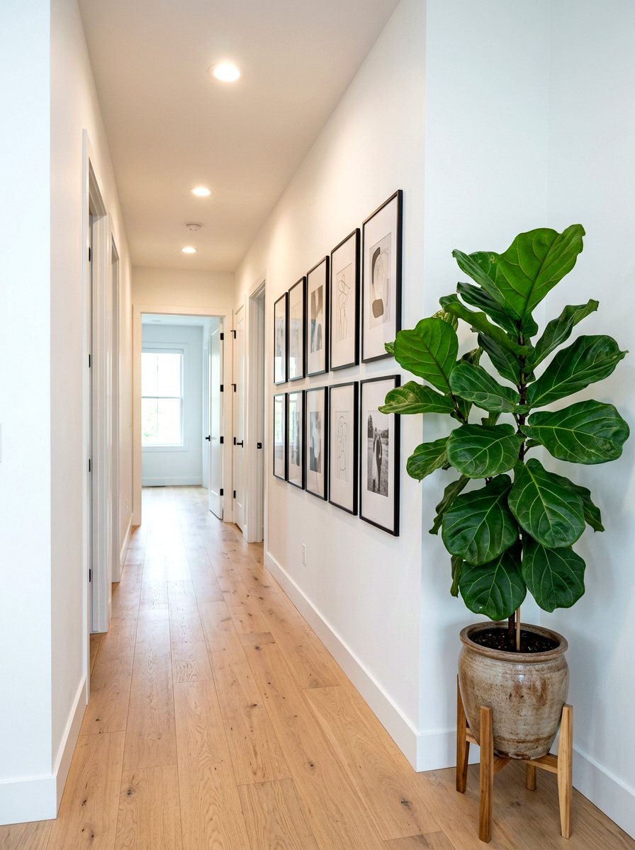 Fiddle Leaf Fig In Minimalist Gallery Wall - 25 Spring Fiddle Leaf Fig Styling Ideas