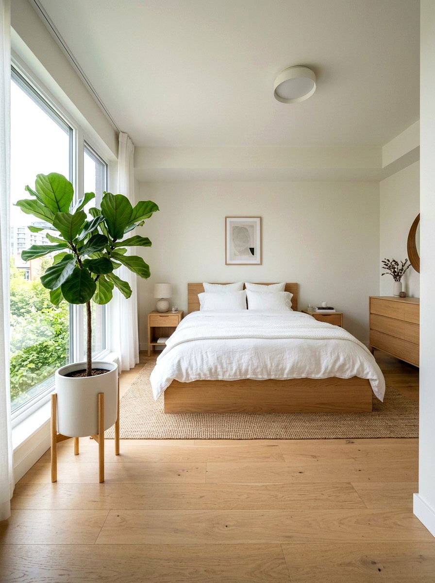 Fiddle Leaf Fig In Modern Ceramic White Planter - 25 Spring Fiddle Leaf Fig Styling Ideas