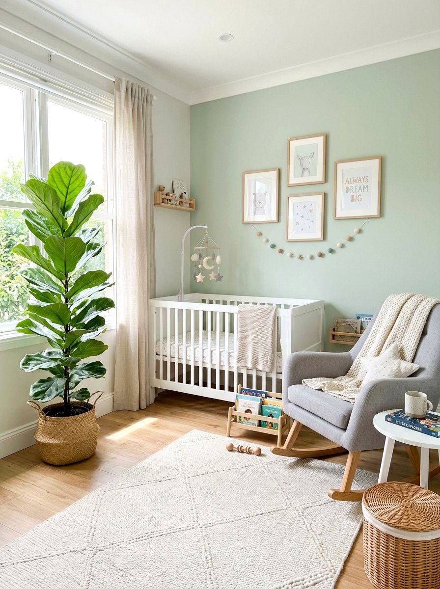 Fiddle Leaf Fig In Nursery Room Corner - 25 Spring Fiddle Leaf Fig Styling Ideas
