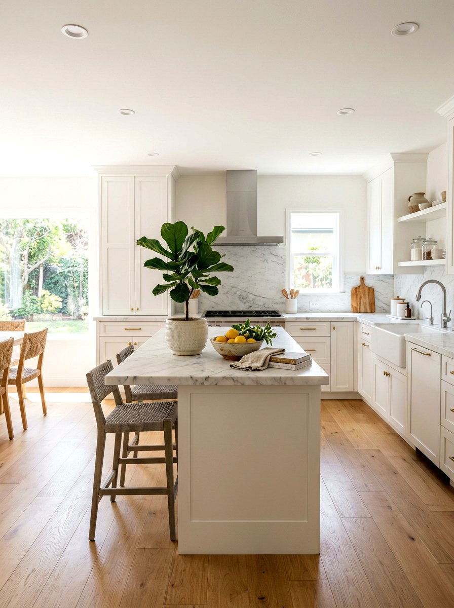 Fiddle Leaf Fig On Kitchen Island Countertop - 25 Spring Fiddle Leaf Fig Styling Ideas