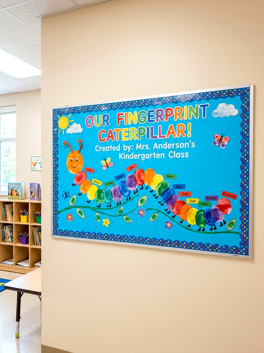 Fingerprint caterpillar - 25 Spring Craft Ideas for Kids