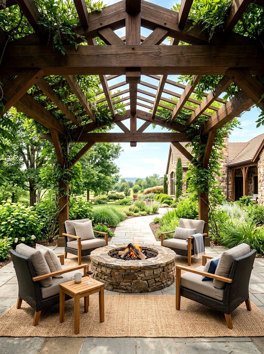 Fire Pit Area With Pergola - 25 Spring Fire Pit Area Decor Ideas
