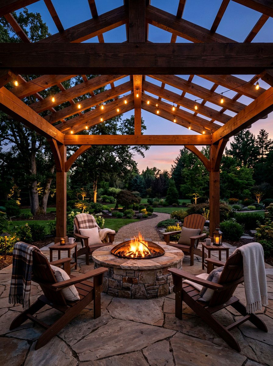 Fire Pit Under Pergola - 25 Spring Pergola Decor Ideas