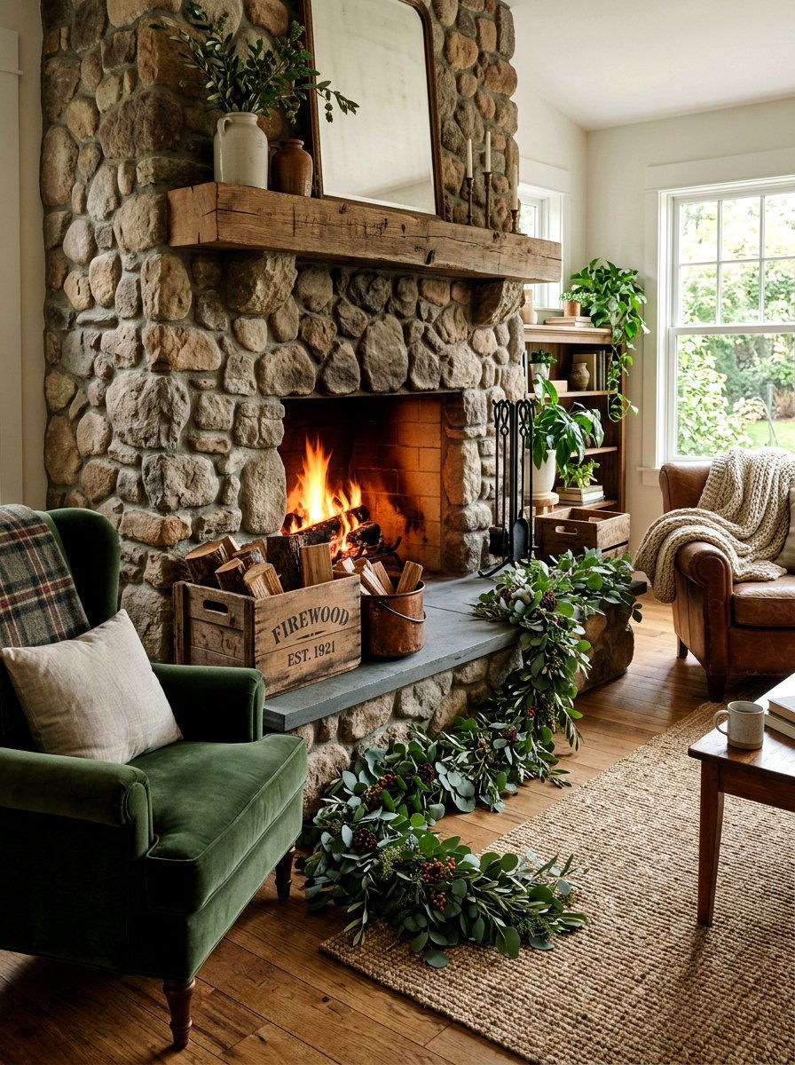 Fireplace Hearth Floor Decor - 25 Spring Eucalyptus Garland Ideas