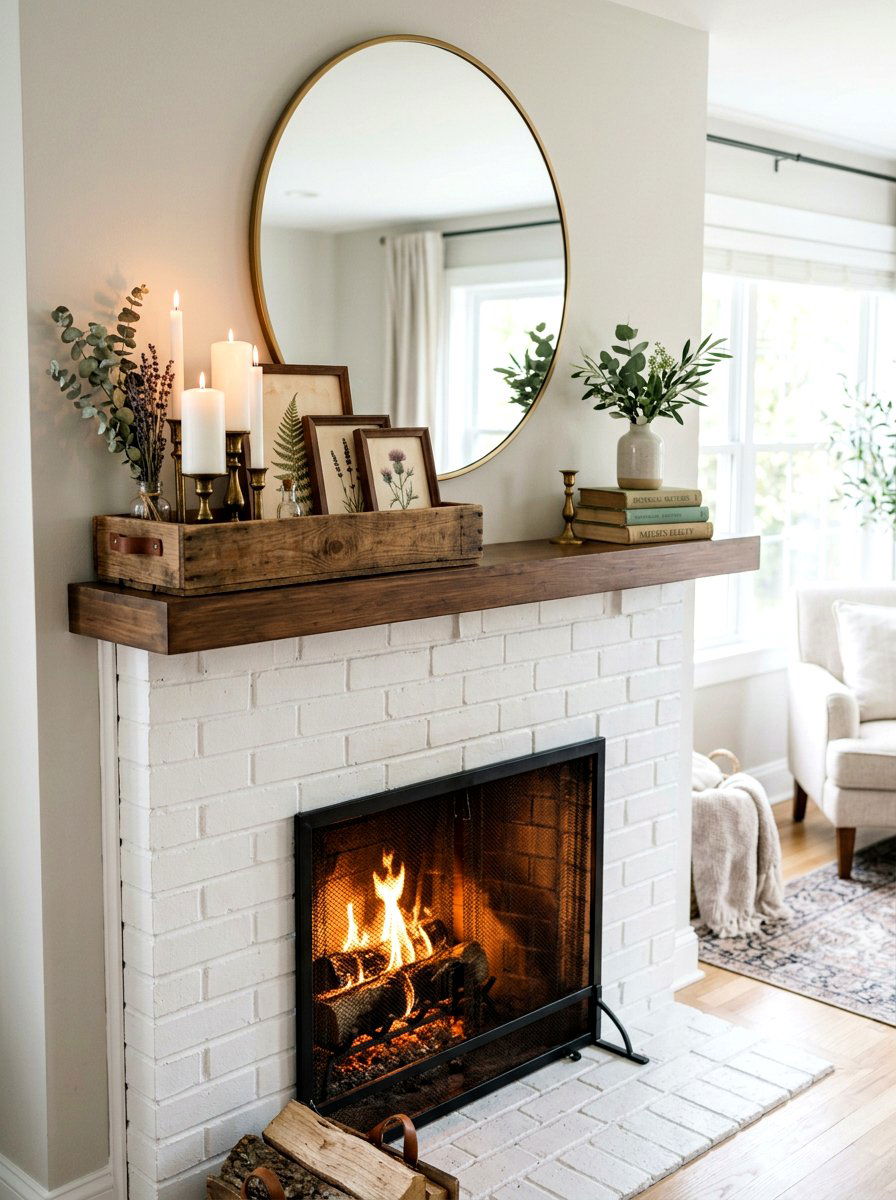 Fireplace Mantel Crate Accent - 25 Spring Vintage Crate Decor Ideas