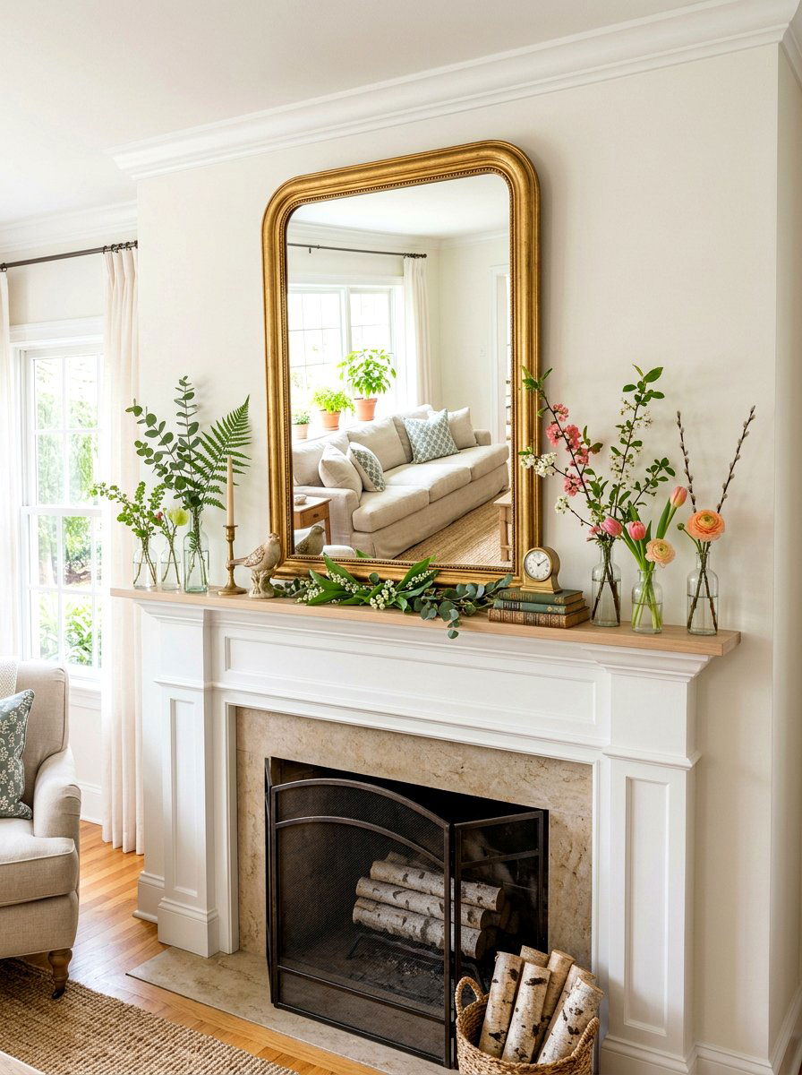 Fireplace Mantel Decor - 25 Spring Mobile Home Decor Ideas