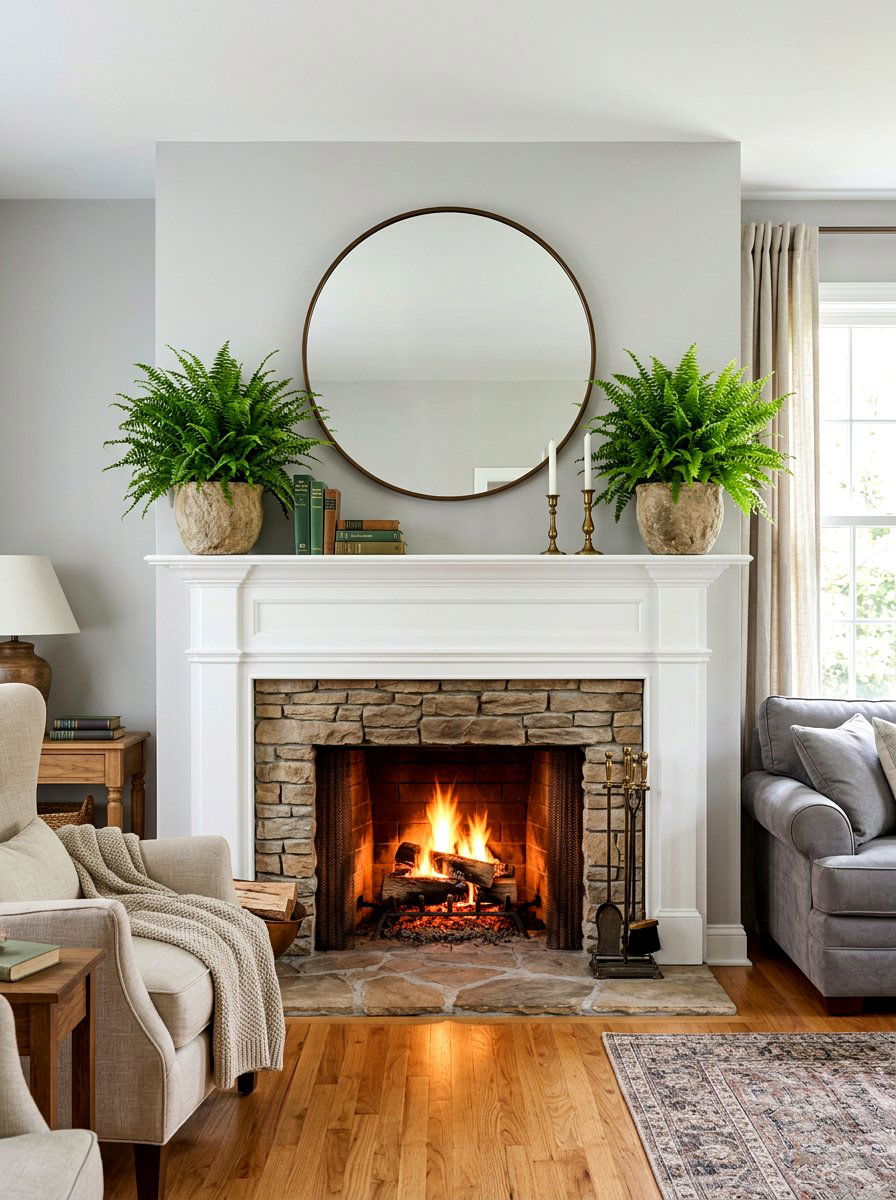 Fireplace Mantel Fern Styling - 25 Spring Fern Decor Ideas