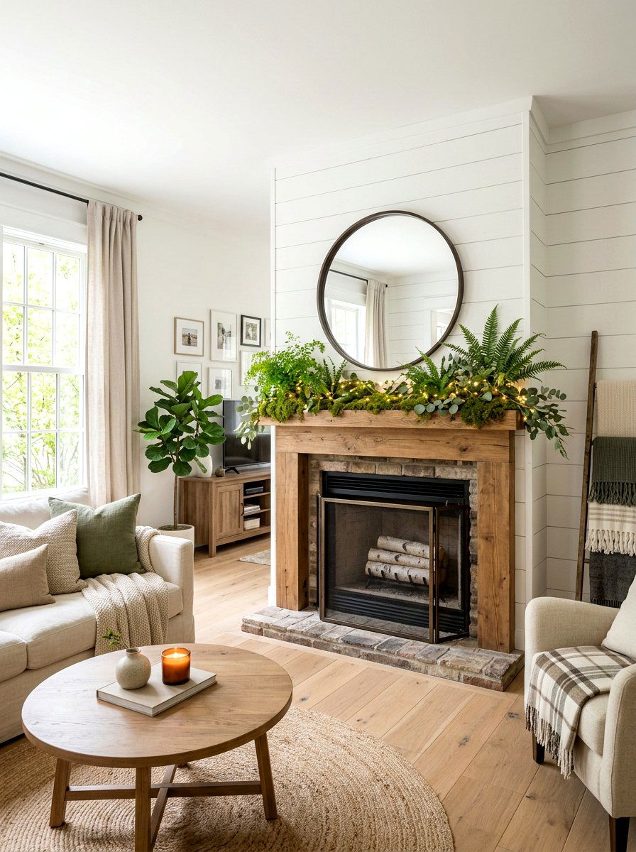 Fireplace Mantle Spring Decor - 25 Spring Fairy Light Ideas