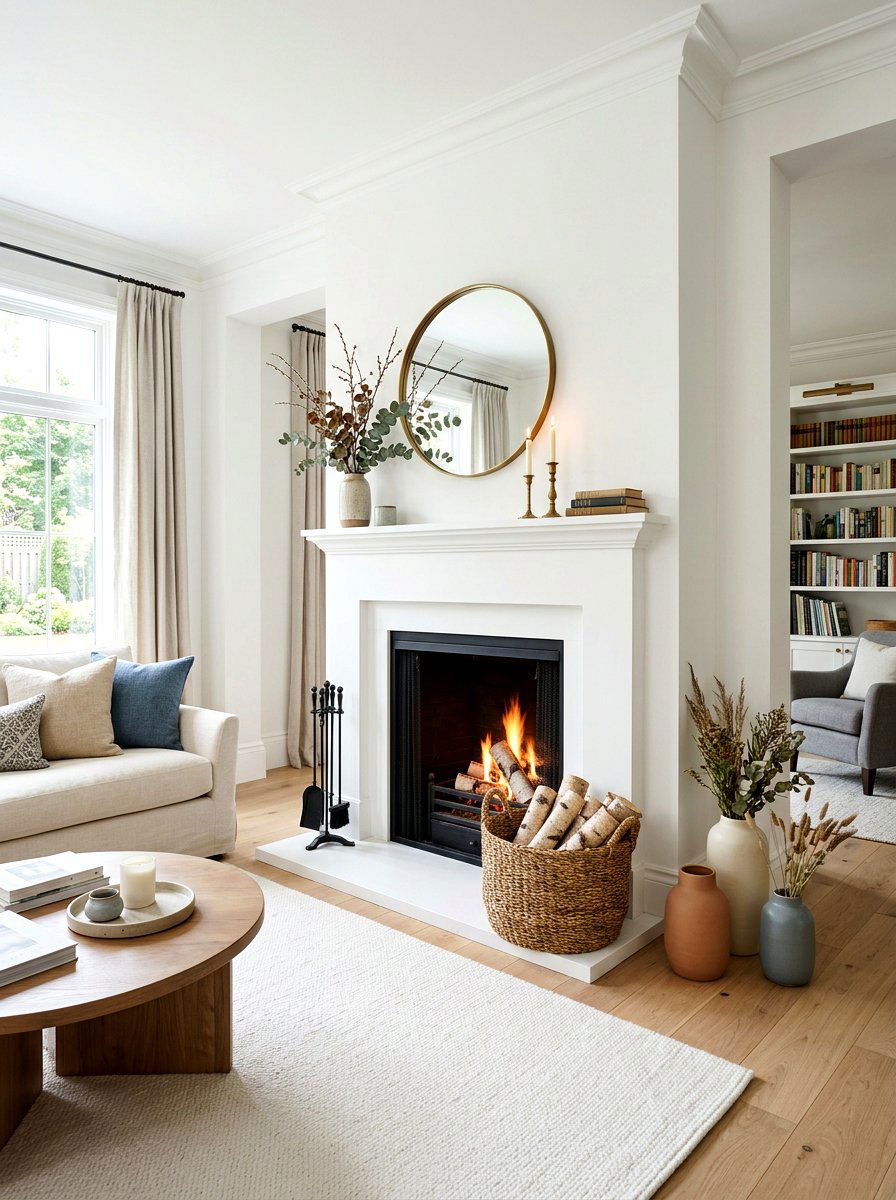 Fireplace hearth styling - 25 Spring Modern Farmhouse Decor Ideas