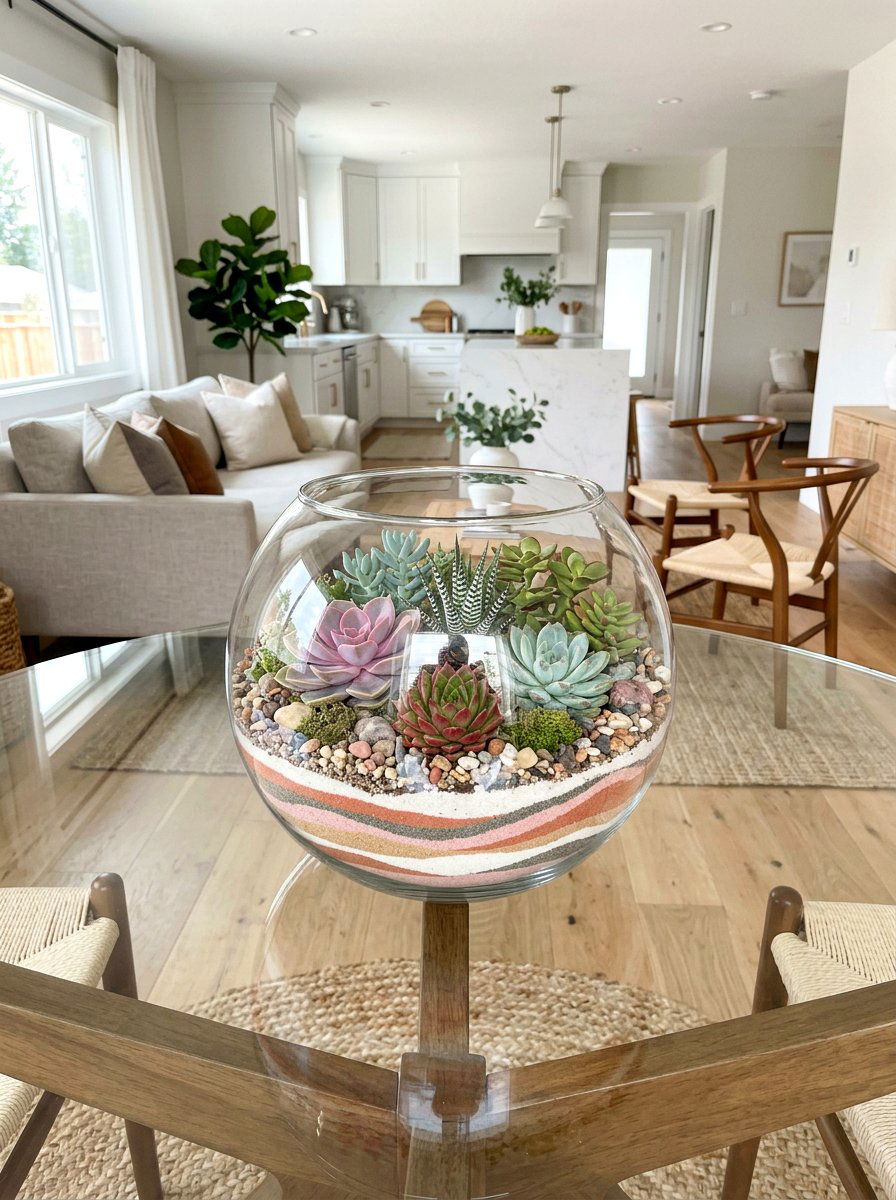 Fishbowl Succulent Display - 25 Spring DIY Terrarium Ideas